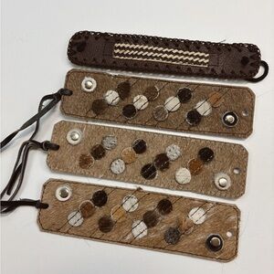 Brown and Tan cowhide Leather Bracelets